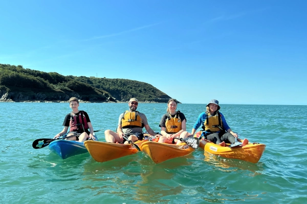 sea kayak with family at Aberporth ceredigion